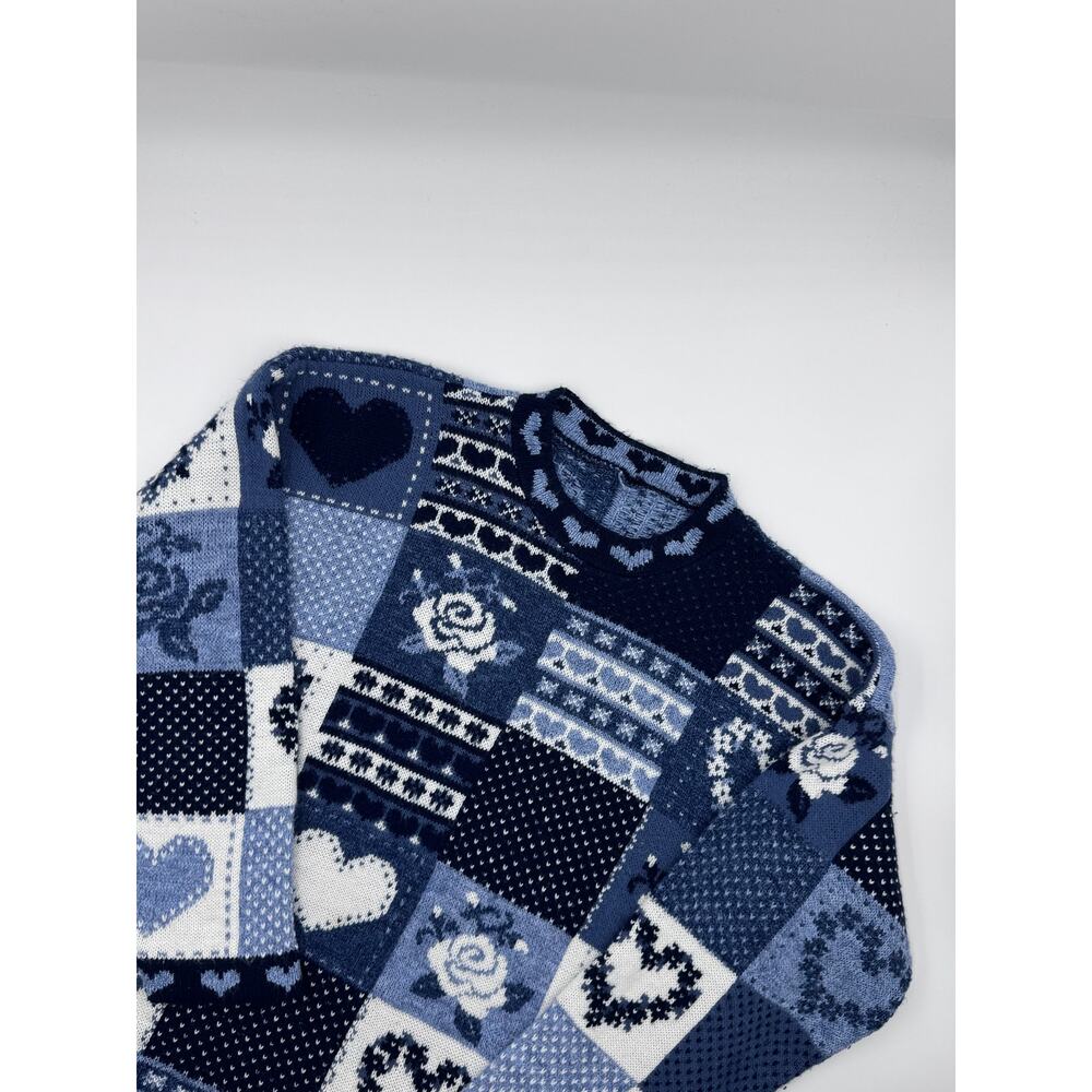 Womens Patchwork Knit Sweater Cottage 90s Grandma